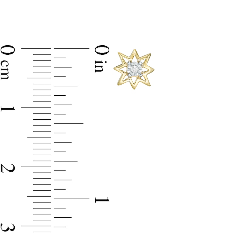 Main Image 2 of Diamond Accent Starburst Stud Earrings in 10K Gold