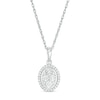 Thumbnail Image 1 of 0.085 CT. T.W. Composite Diamond Oval Frame Pendant in Sterling Silver