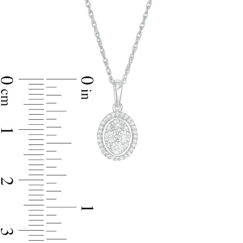 Main Image 2 of 0.085 CT. T.W. Composite Diamond Oval Frame Pendant in Sterling Silver