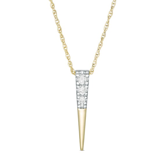 0.085 CT. T.W. Diamond Elongated Triangle Pendant in 10K Gold