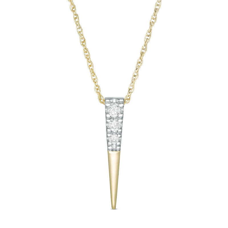 0.085 CT. T.W. Diamond Elongated Triangle Pendant in 10K Gold