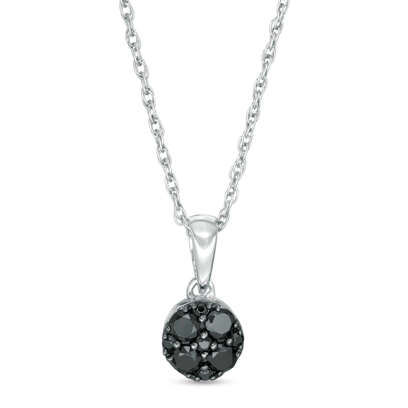 0.23 CT. T.W. Enhanced Black Composite Diamond Circle Pendant in 10K White Gold|Peoples Jewellers