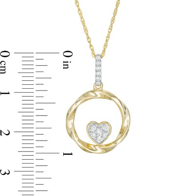 0.115 CT. T.W. Composite Diamond Heart-Shaped Twist Circle Pendant in 10K Gold