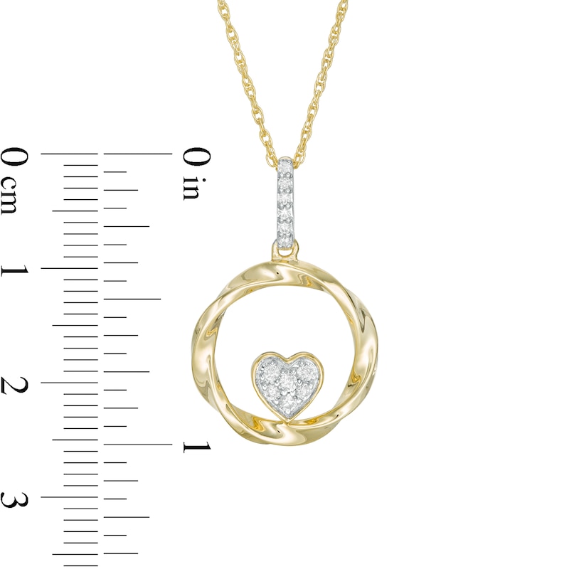 0.115 CT. T.W. Composite Diamond Heart-Shaped Twist Circle Pendant in 10K Gold