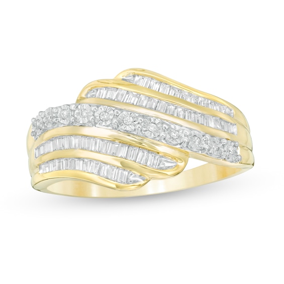 0.23 CT. T.W. Diamond Wave Ring in 10K Gold