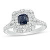 Thumbnail Image 0 of Vera Wang Love Collection Certified Cushion-Cut Sapphire and 0.58 CT. T.W. Diamond Engagement Ring in 14K White Gold