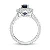 Thumbnail Image 2 of Vera Wang Love Collection Certified Cushion-Cut Sapphire and 0.58 CT. T.W. Diamond Engagement Ring in 14K White Gold