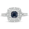 Thumbnail Image 3 of Vera Wang Love Collection Certified Cushion-Cut Sapphire and 0.58 CT. T.W. Diamond Engagement Ring in 14K White Gold