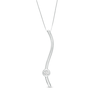 Thumbnail Image 0 of Marilyn Monroe™ Collection 0.15 CT. Diamond Solitaire Linear Ribbon Pendant in Sterling Silver