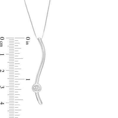 Marilyn Monroe™ Collection 0.15 CT. Diamond Solitaire Linear Ribbon Pendant in Sterling Silver
