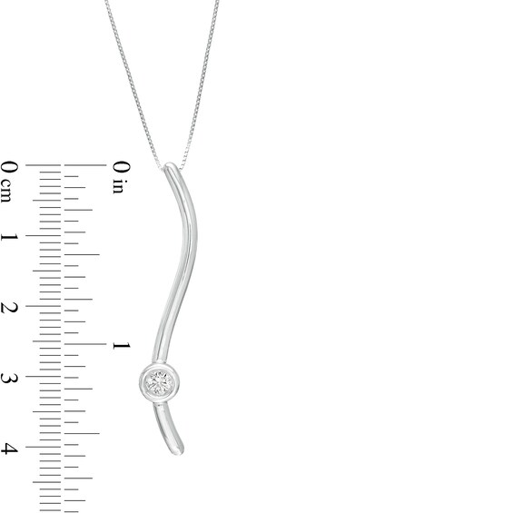 Marilyn Monroe™ Collection 0.15 CT. Diamond Solitaire Linear Ribbon Pendant in Sterling Silver