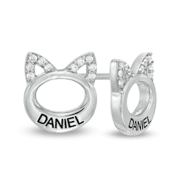 1/15 CT. T.W. Diamond Engravable Cat Stud Earrings in Sterling Silver (1 Line)
