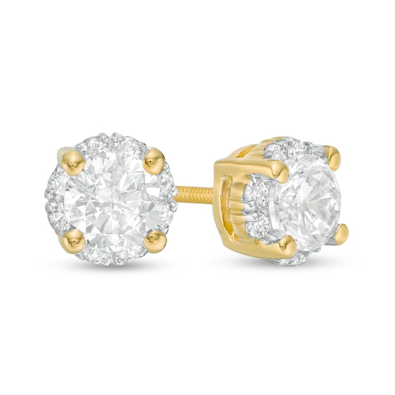 1.00 CT. T.W. Certified Canadian Diamond Frame Stud Earrings in 14K Gold (I/I2)