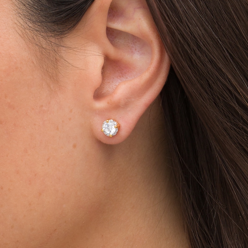 1.00 CT. T.W. Certified Canadian Diamond Frame Stud Earrings in 14K Gold (I/I2)