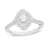 Thumbnail Image 0 of Marilyn Monroe™ Collection 0.58 CT. T.W. Oval Diamond Double Frame Starburst Engagement Ring in 14K White Gold