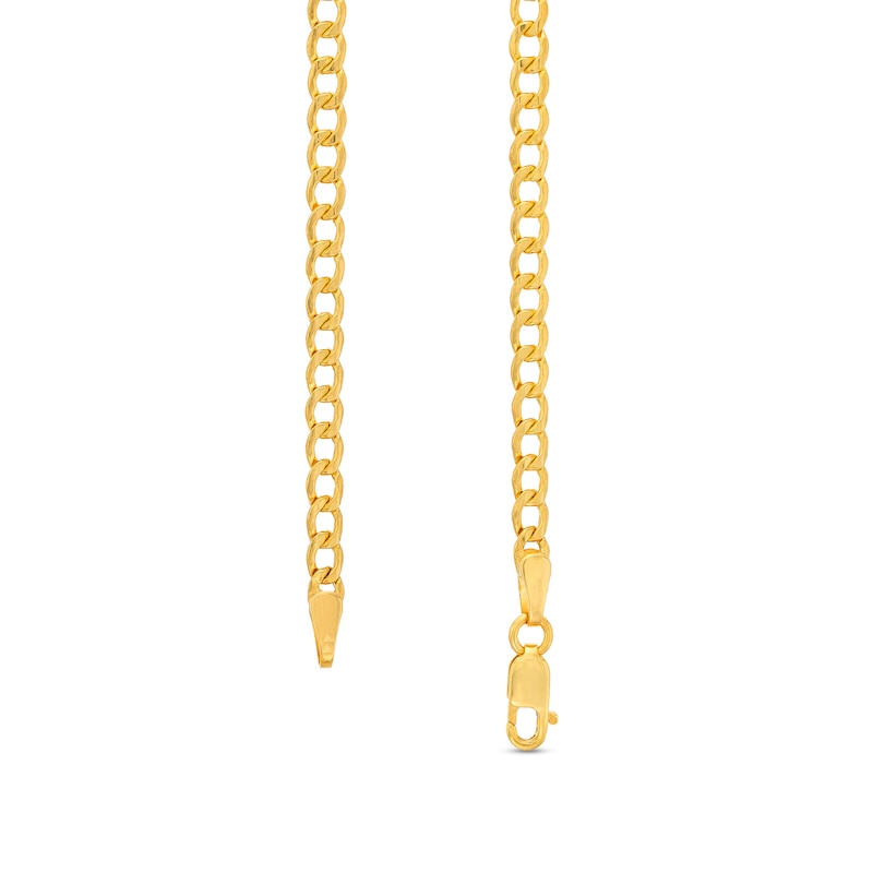 Main Image 3 of 3.4mm Diamond-Cut Curb Chain Necklace in Hollow 14K Gold - 22"