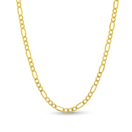 3.4mm Diamond-Cut Figaro Chain Necklace in Hollow 10K Gold - 20&quot;