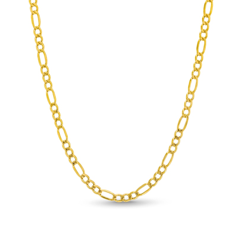 3.4mm Diamond-Cut Figaro Chain Necklace in Hollow 10K Gold - 20"