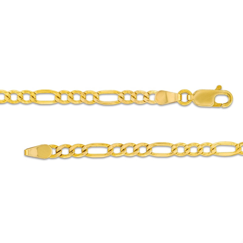 3.4mm Diamond-Cut Figaro Chain Necklace in Hollow 10K Gold - 20"