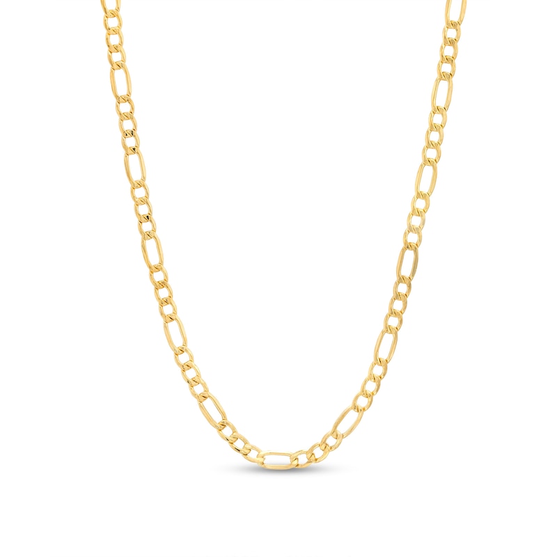 3.3mm Diamond-Cut Figaro Chain Necklace in Hollow 10K Gold - 22"