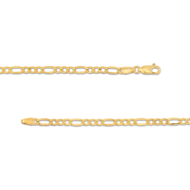 Main Image 3 of 3.3mm Diamond-Cut Figaro Chain Necklace in Hollow 10K Gold - 22"