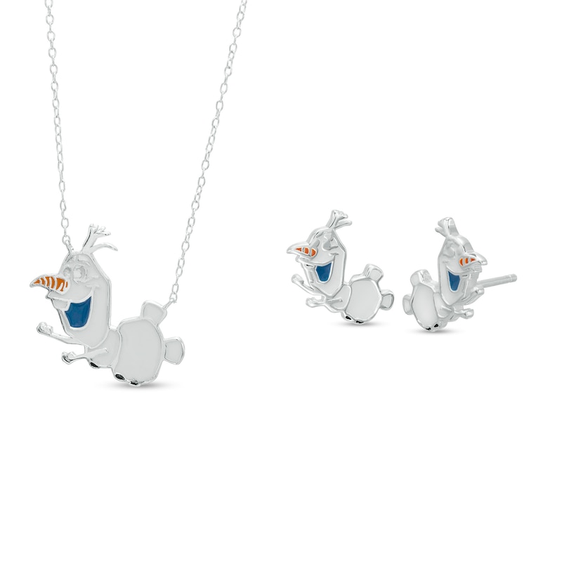 Child's ©Disney Olaf the Snowman Stud Earrings and Necklace Set in Sterling Silver|Peoples Jewellers