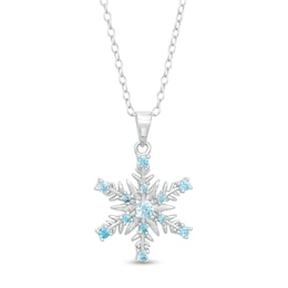 Child's Blue Cubic Zirconia ©Disney Frozen Snowflake Pendant in Sterling Silver - 15&quot;