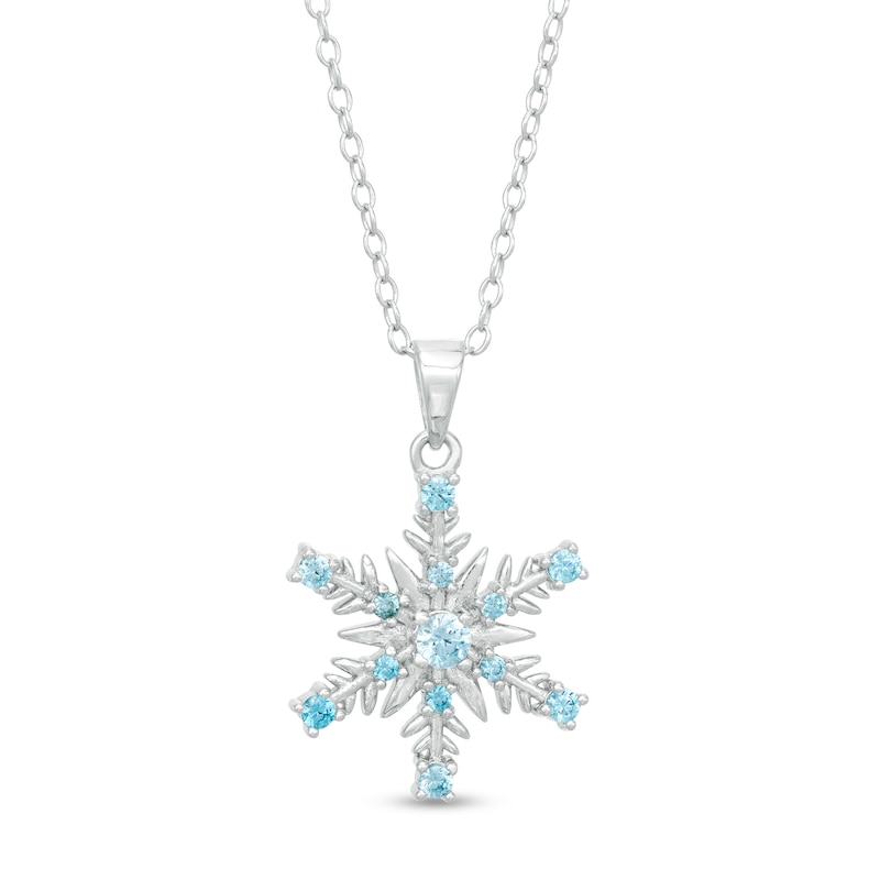 Child's Blue Cubic Zirconia ©Disney Frozen Snowflake Pendant in Sterling Silver - 15"|Peoples Jewellers