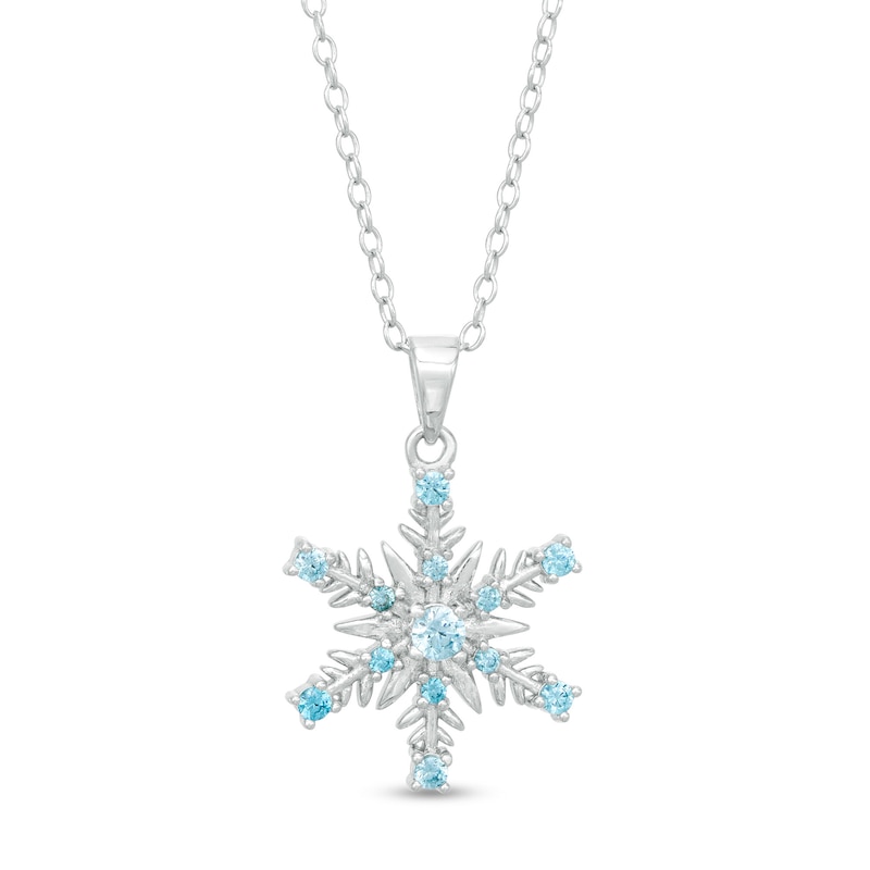 Main Image 1 of Child's Blue Cubic Zirconia ©Disney Frozen Snowflake Pendant in Sterling Silver - 15"