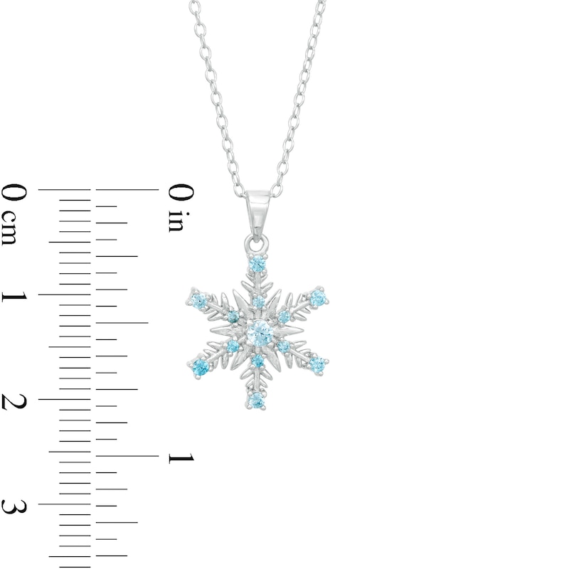 Child's Blue Cubic Zirconia ©Disney Frozen Snowflake Pendant in Sterling Silver - 15"