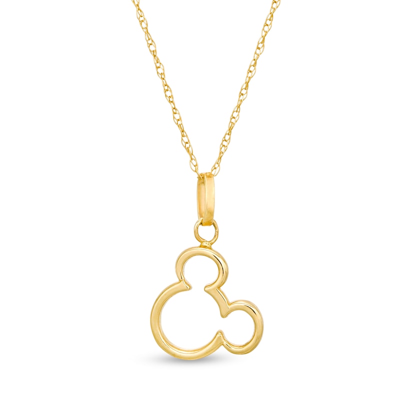 Child's ©Disney Tilted Mickey Mouse Silhouette Pendant in 10K Gold - 13"