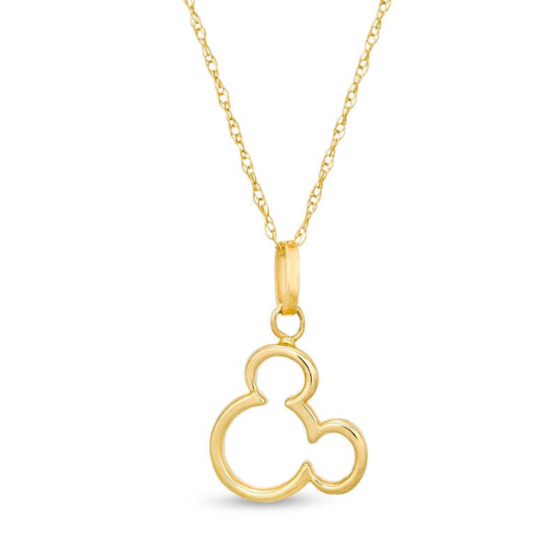 Main Image 1 of Child's ©Disney Tilted Mickey Mouse Silhouette Pendant in 10K Gold - 13"