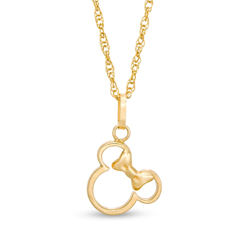 Main Image 1 of Child's ©Disney Minnie Mouse Tilted Silhouette Pendant in 10K Gold - 13"