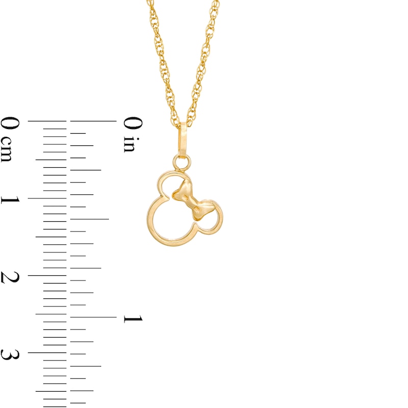 Child's ©Disney Minnie Mouse Tilted Silhouette Pendant in 10K Gold - 13"