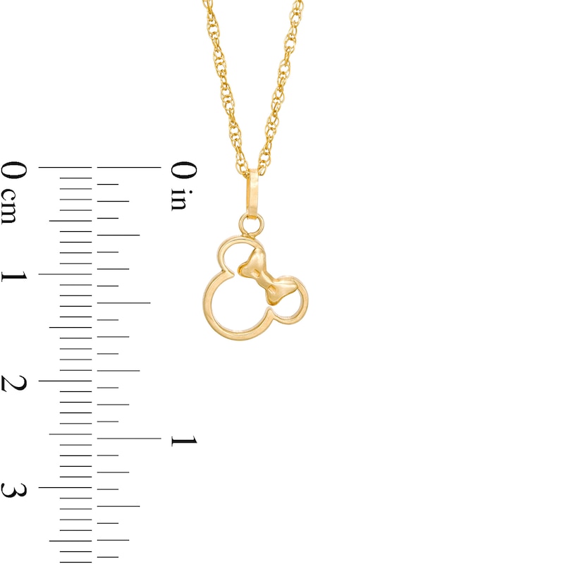 Main Image 2 of Child's ©Disney Minnie Mouse Tilted Silhouette Pendant in 10K Gold - 13"