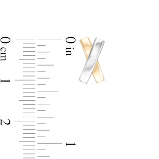 "X" Link Stud Earrings in 10K Two-Tone Gold