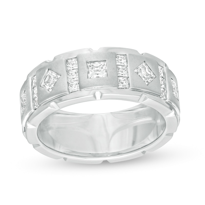 Men's 1.60 CT. T.W. Square-Cut Diamond Geometric Wedding Band in 10K White Gold|Peoples Jewellers