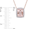 Thumbnail Image 3 of Elongated Cushion-Cut Morganite and 0.24 CT. T.W. Diamond Frame Pendant in 14K Rose Gold - 17"