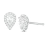 Thumbnail Image 0 of 0.95 CT. T.W. Certified Pear-Shaped Diamond Frame Stud Earrings in 14K White Gold (I/SI2)