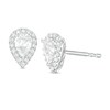 Thumbnail Image 0 of 0.95 CT. T.W. Certified Pear-Shaped Diamond Frame Stud Earrings in 14K White Gold (I/SI2)