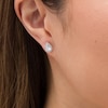 Thumbnail Image 1 of 0.95 CT. T.W. Certified Pear-Shaped Diamond Frame Stud Earrings in 14K White Gold (I/SI2)