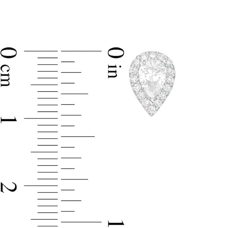 Main Image 3 of 0.95 CT. T.W. Certified Pear-Shaped Diamond Frame Stud Earrings in 14K White Gold (I/SI2)