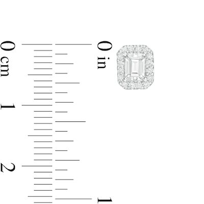 0.95 CT. T.W. Certified Emerald-Cut Diamond Frame Stud Earrings in 14K White Gold (I/SI2)