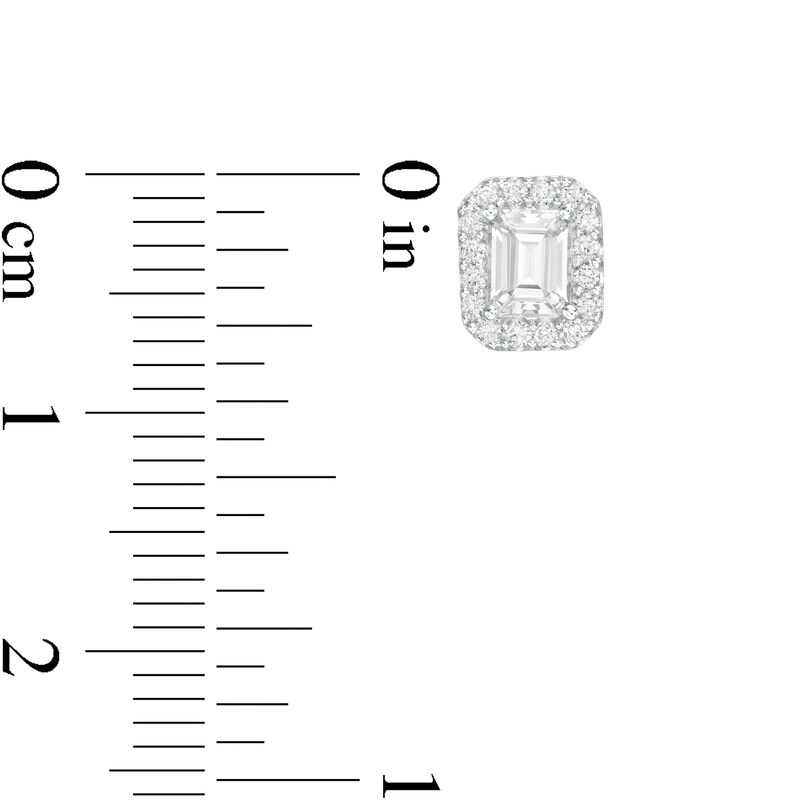0.95 CT. T.W. Certified Emerald-Cut Diamond Frame Stud Earrings in 14K White Gold (I/SI2)