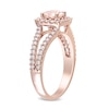6.0mm Morganite and 0.48 CT. T.W. Diamond Square Frame Split Shank Ring in 14K Rose Gold