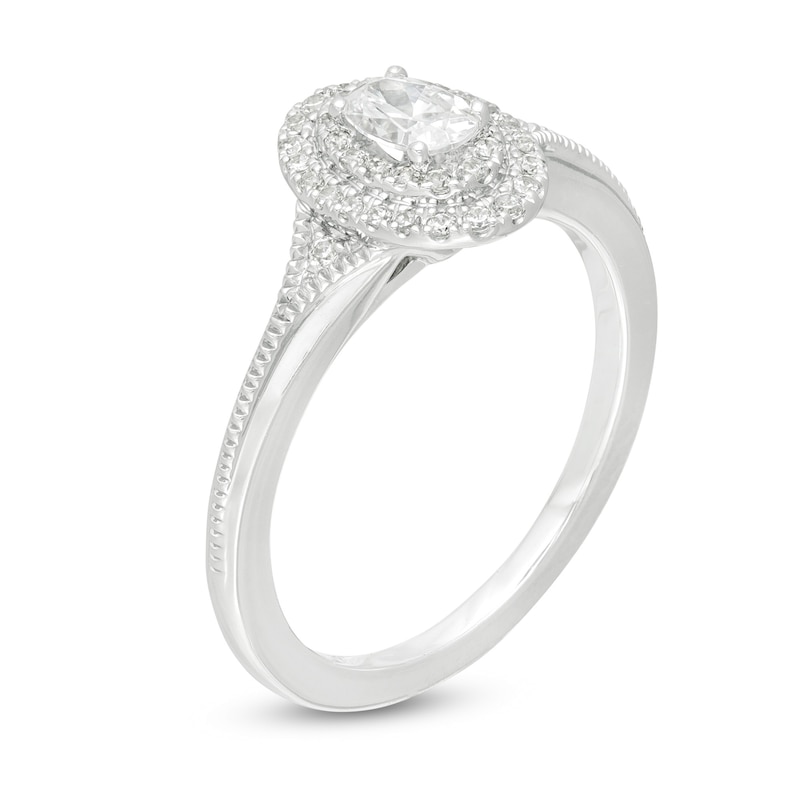 Vera Wang Love Collection 0.37 CT. T.W. Oval Diamond Vintage-Style Engagement Ring 14K White Gold