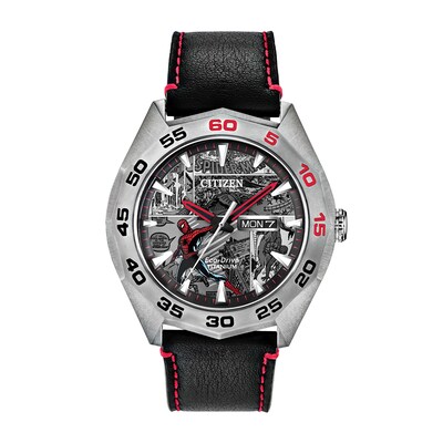 Men's Citizen Eco-Drive® Spider-Man Limited Edition Super Titanium™ Strap Watch with Grey Dial (Model: AW0061-01W)