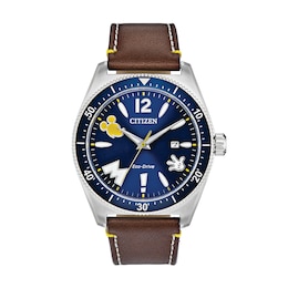 Citizen Eco-Drive® Mickey Mouse Strap Watch with Blue Dial (Model: AW1599-00W)