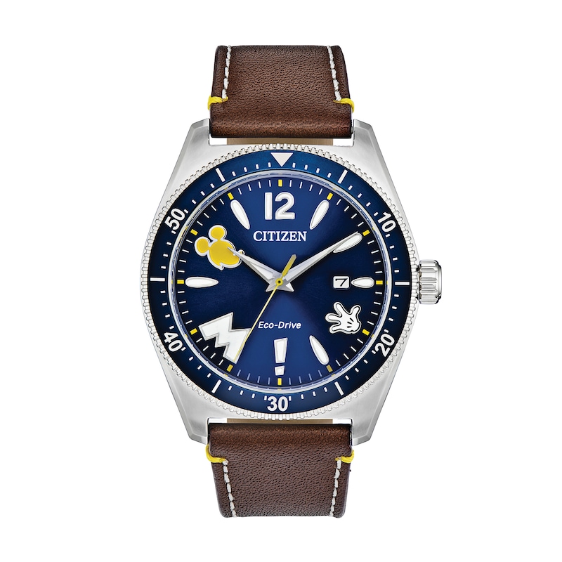 Citizen Eco-Drive® Mickey Mouse Strap Watch with Blue Dial (Model: AW1599-00W)