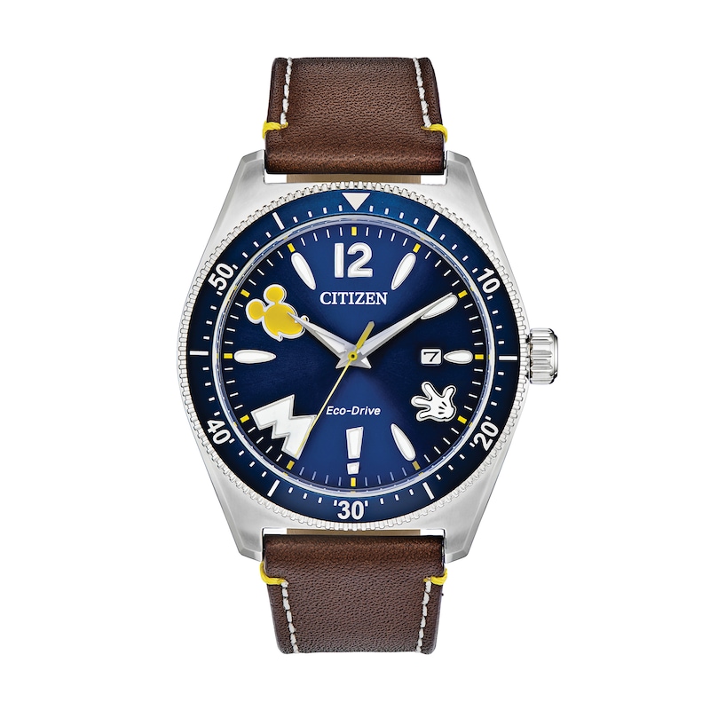 Main Image 1 of Citizen Eco-Drive® Mickey Mouse Strap Watch with Blue Dial (Model: AW1599-00W)